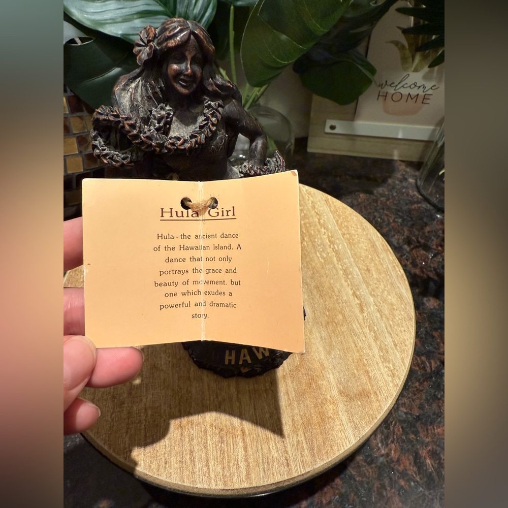 RARE- KC Company Hawaii, Vintage Wood Resin Hawaiian Carved Hula Girl 7" Figure - Picture 11 of 16